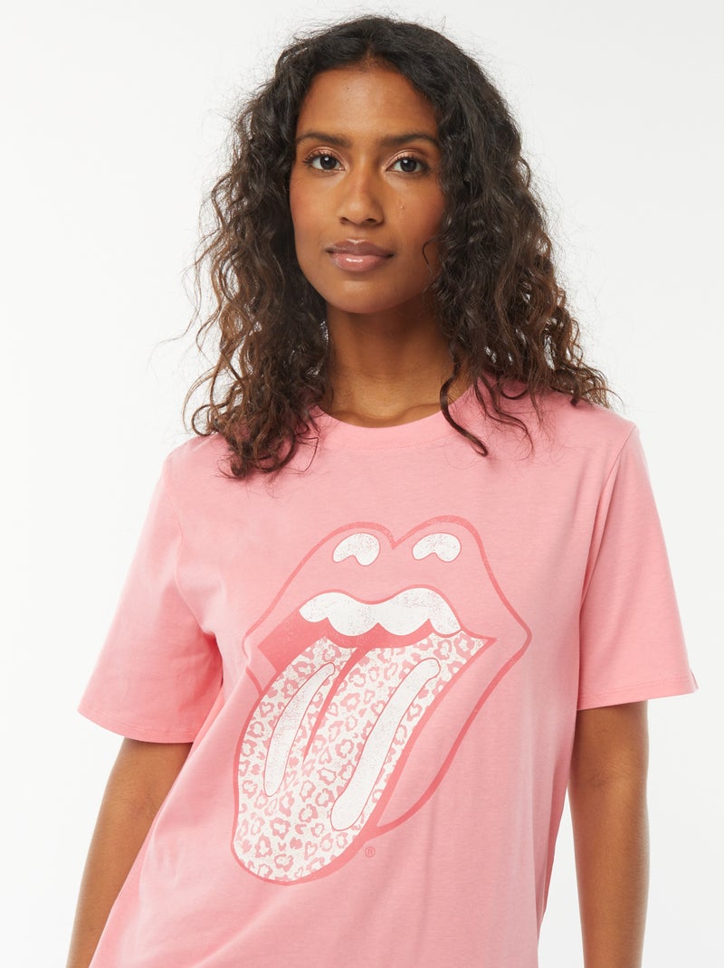 Camiseta de manga corta 'Rolling Stones' ROSA - Kiabi