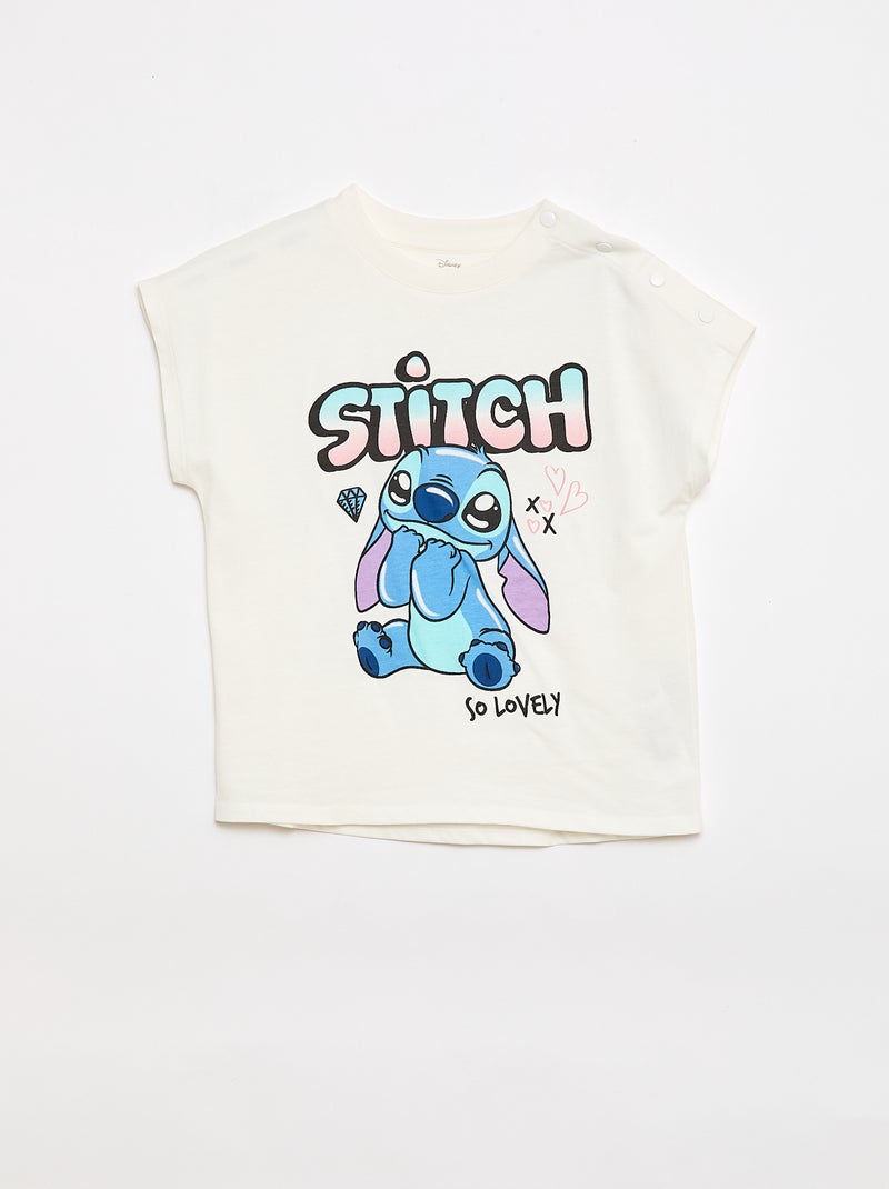 Camiseta de manga corta 'Stitch' - Colección fácil de poner Blanco - Kiabi
