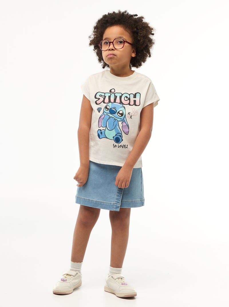 Camiseta de manga corta 'Stitch' - Colección fácil de poner Blanco - Kiabi