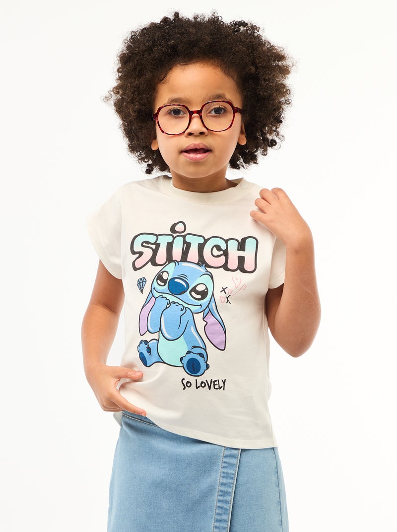 Camiseta de manga corta 'Stitch' - Colección fácil de poner Blanco - Kiabi