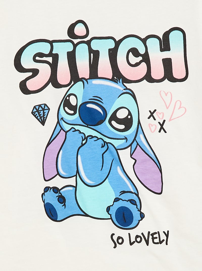 Camiseta de manga corta 'Stitch' - Colección fácil de poner Blanco - Kiabi