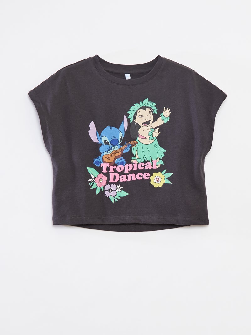 Camiseta de manga corta 'Stitch' Negro - Kiabi