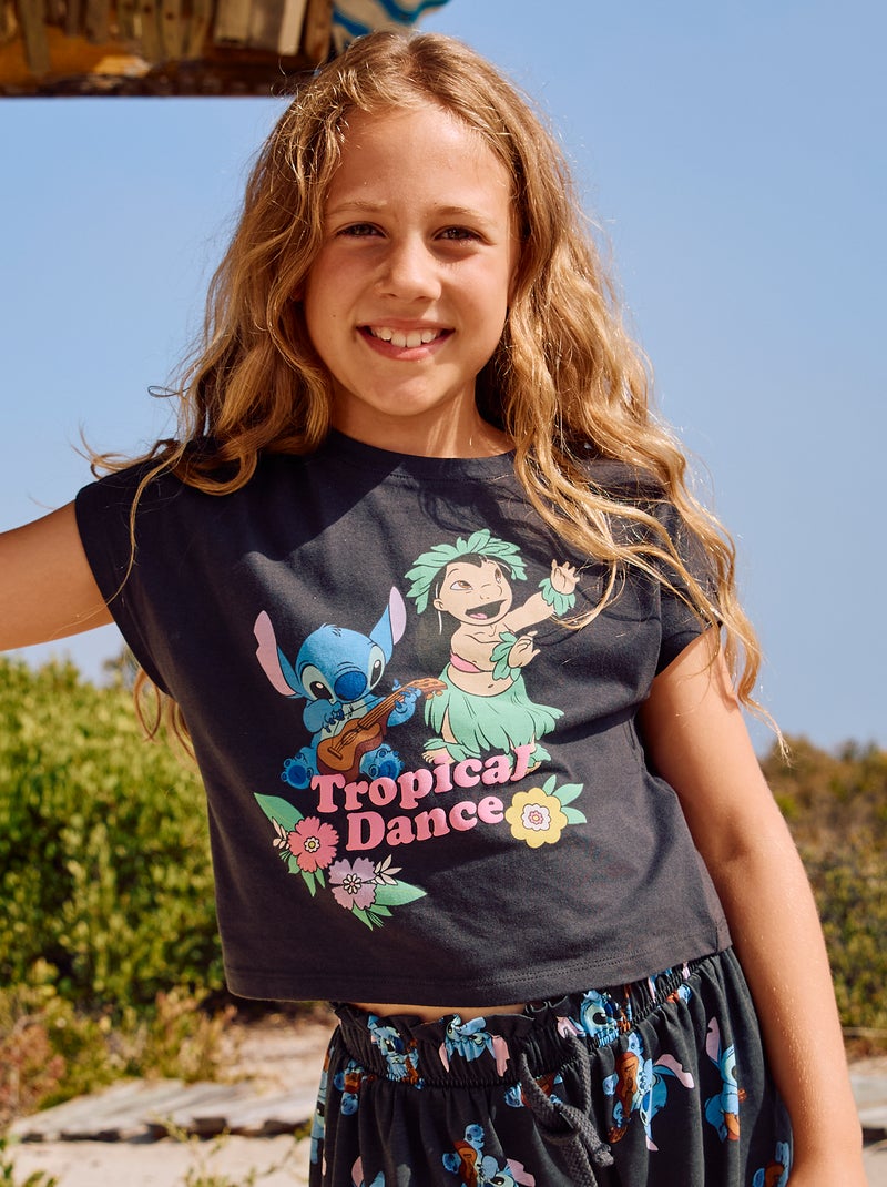 Camiseta de manga corta 'Stitch' Negro - Kiabi