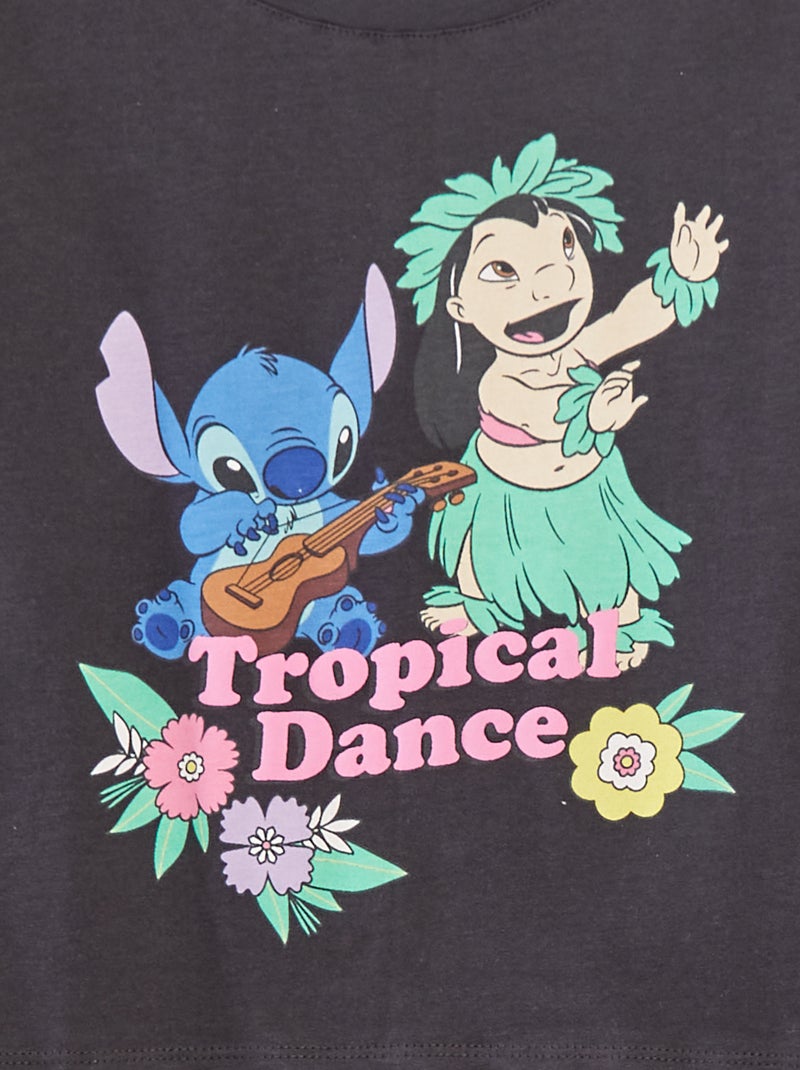 Camiseta de manga corta 'Stitch' Negro - Kiabi