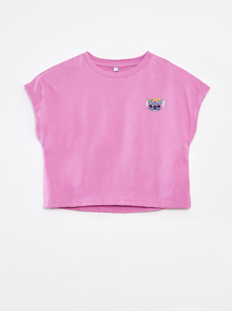 Camiseta de manga corta 'Stitch' Purpura - Kiabi