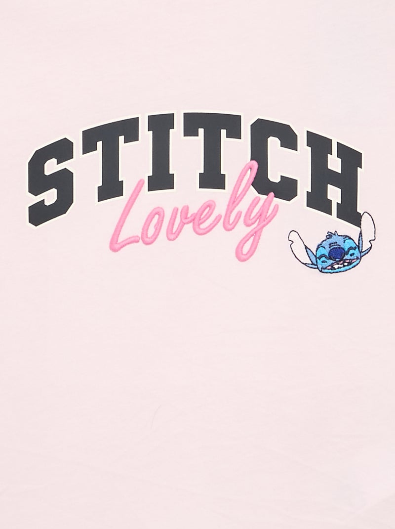 Camiseta de manga corta 'Stitch' Rosa - Kiabi