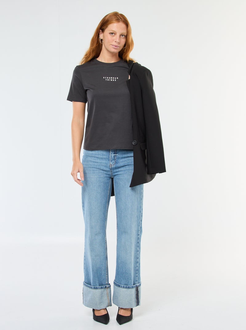 Camiseta de manga corta 'Stranger Things' Negro - Kiabi