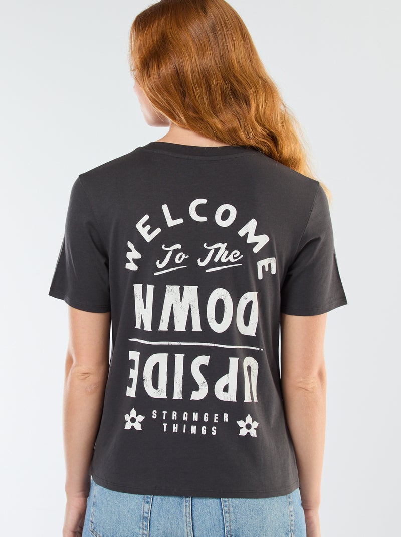 Camiseta de manga corta 'Stranger Things' Negro - Kiabi