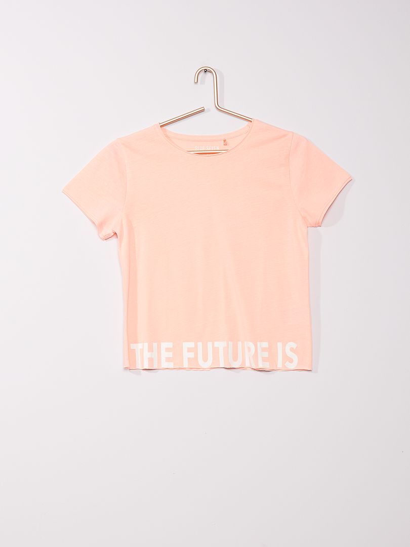 Camiseta de manga corta 'The future is yours' rosa - Kiabi