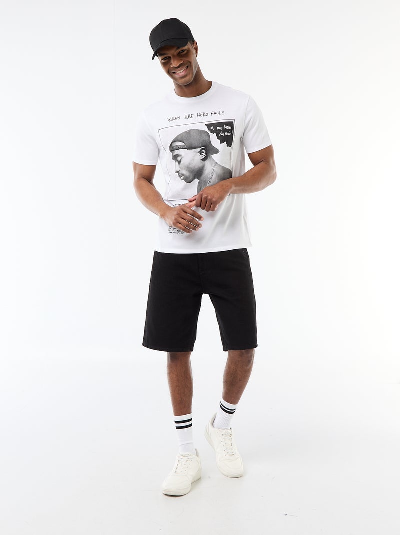 Camiseta de manga corta 'Tupac' Blanco - Kiabi