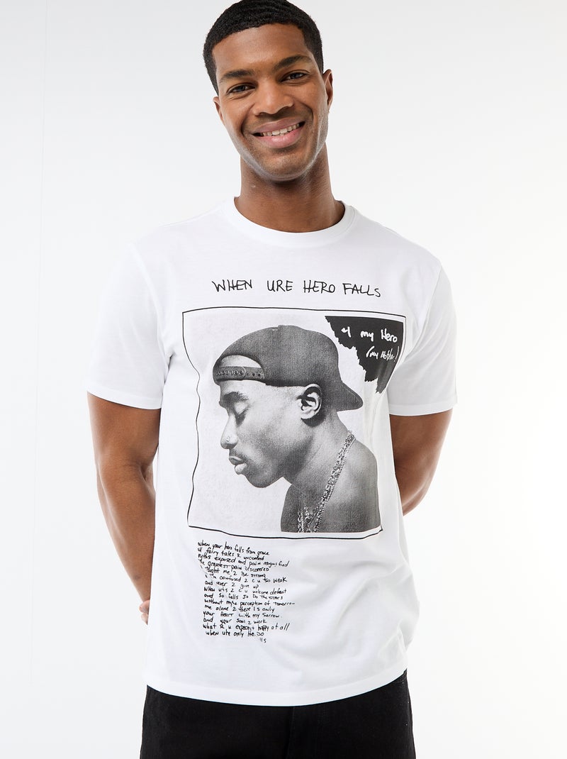 Camiseta de manga corta 'Tupac' Blanco - Kiabi