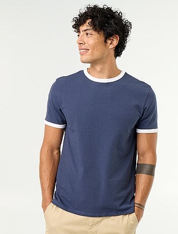 Camiseta de manga corta y bordes a contraste