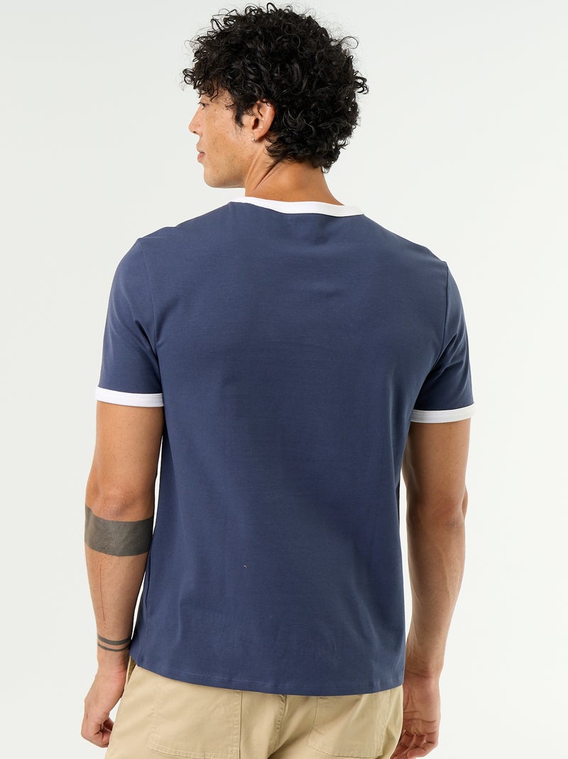 Camiseta de manga corta y bordes a contraste Azul - Kiabi