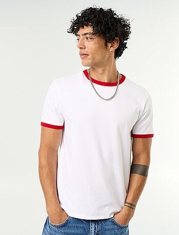 Camiseta de manga corta y bordes a contraste
