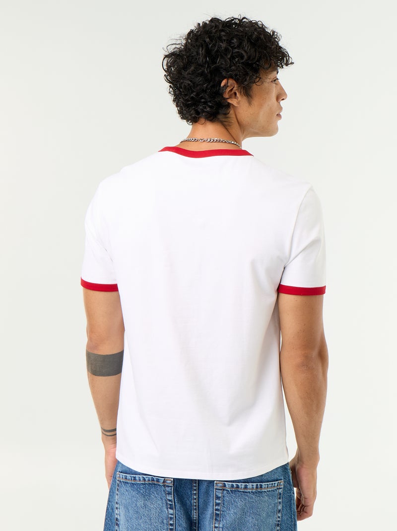 Camiseta de manga corta y bordes a contraste Rojo - Kiabi