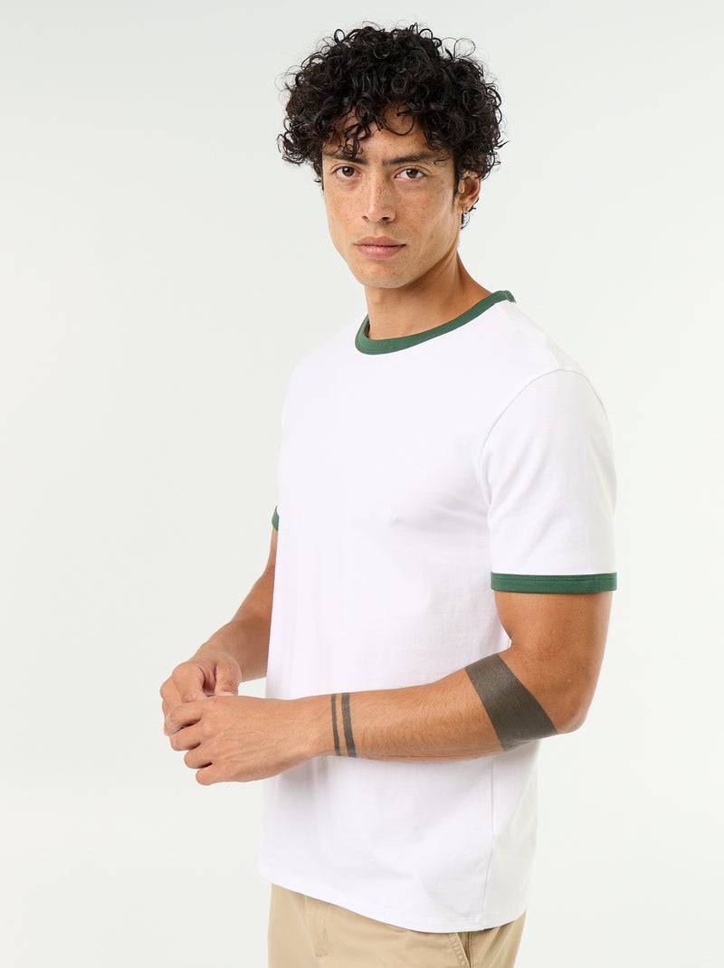 Camiseta de manga corta y bordes a contraste Verde - Kiabi