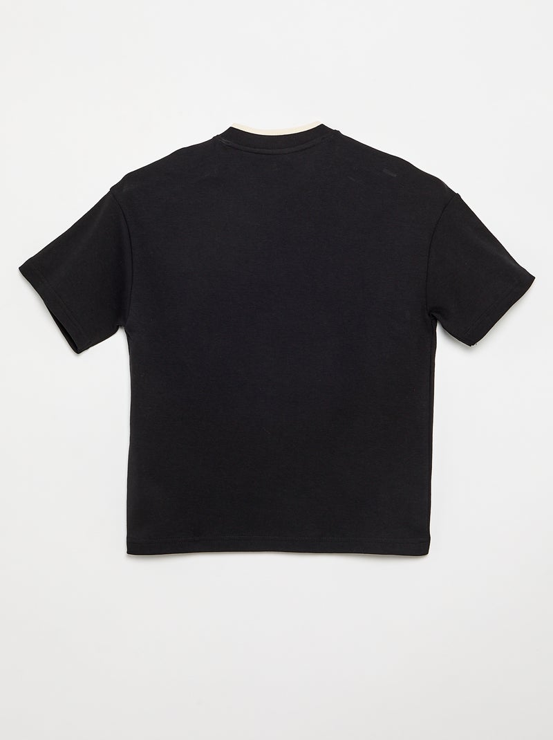 Camiseta de manga corta y cuello en V Negro - Kiabi