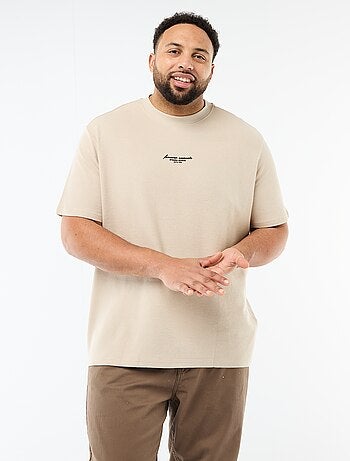 Camiseta de manga corta y cuello redondo en jacquard de algodón