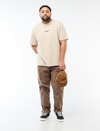 Camiseta de manga corta y cuello redondo en jacquard de algodón