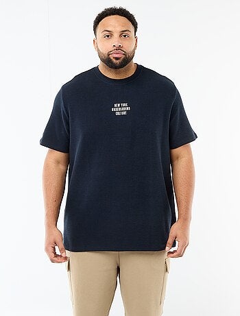 Camiseta de manga corta y cuello redondo en jacquard de algodón