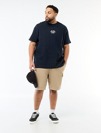 Camiseta de manga corta y cuello redondo en jacquard de algodón