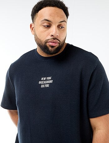 Camiseta de manga corta y cuello redondo en jacquard de algodón