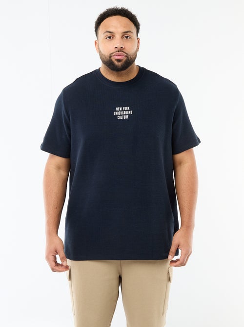 Camiseta de manga corta y cuello redondo en jacquard de algodón - Kiabi