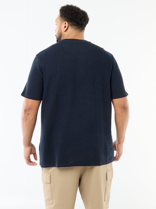 Camiseta de manga corta y cuello redondo en jacquard de algodón - Kiabi