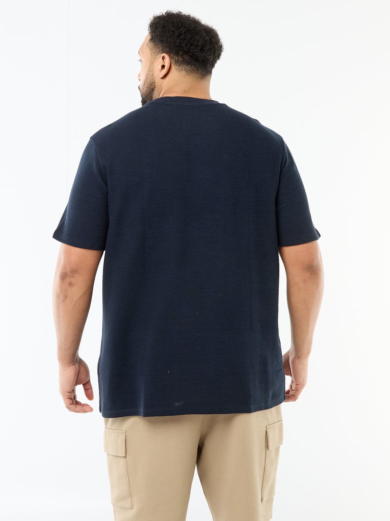 Camiseta de manga corta y cuello redondo en jacquard de algodón Gris - Kiabi
