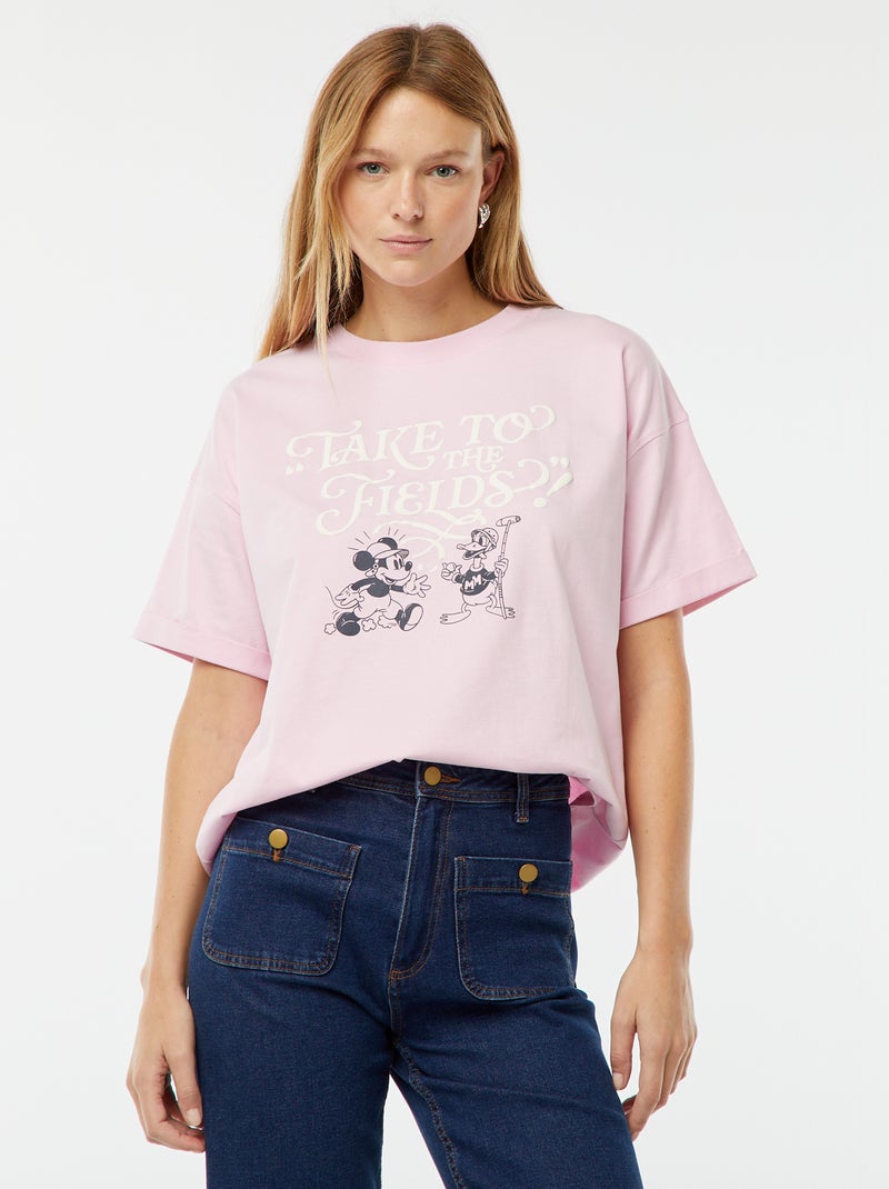 Camiseta de manga corta y cuello redondo 'Mickey Mouse' 'Disney' Rosa - Kiabi