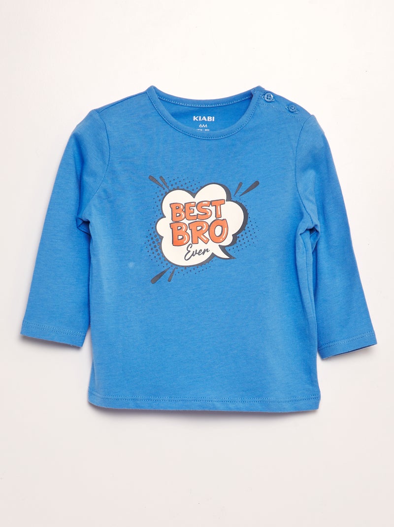 Camiseta de manga larga - Hermano y hermana AZUL - Kiabi