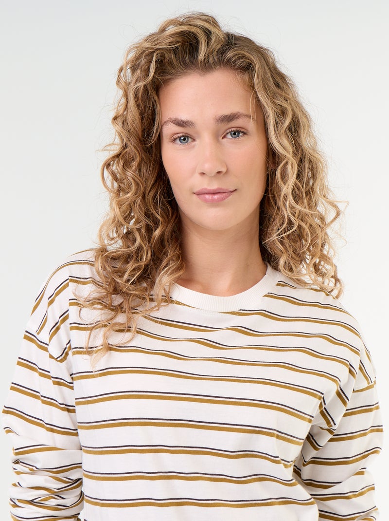 Camiseta de manga larga a rayas Blanco - Kiabi