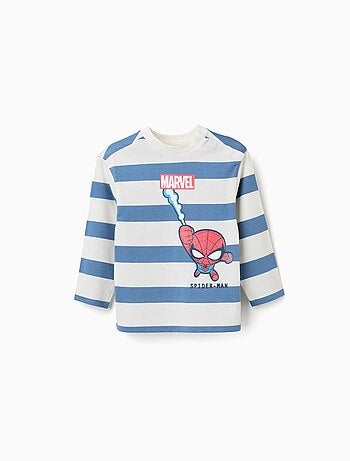 Camiseta de manga larga a rayas con Spider-Man