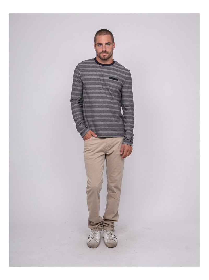 Camiseta de manga larga a rayas JUNANINE Beige - Kiabi