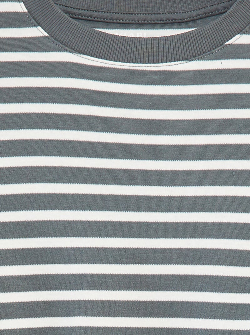 Camiseta de manga larga a rayas Kaki - Kiabi