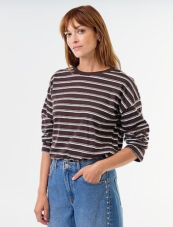 Camiseta de manga larga a rayas