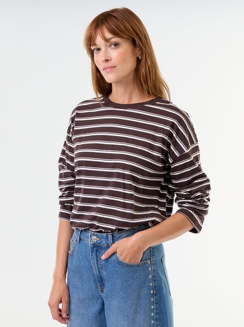 Camiseta de manga larga a rayas - Kiabi Camiseta de manga larga a rayas - Kiabi