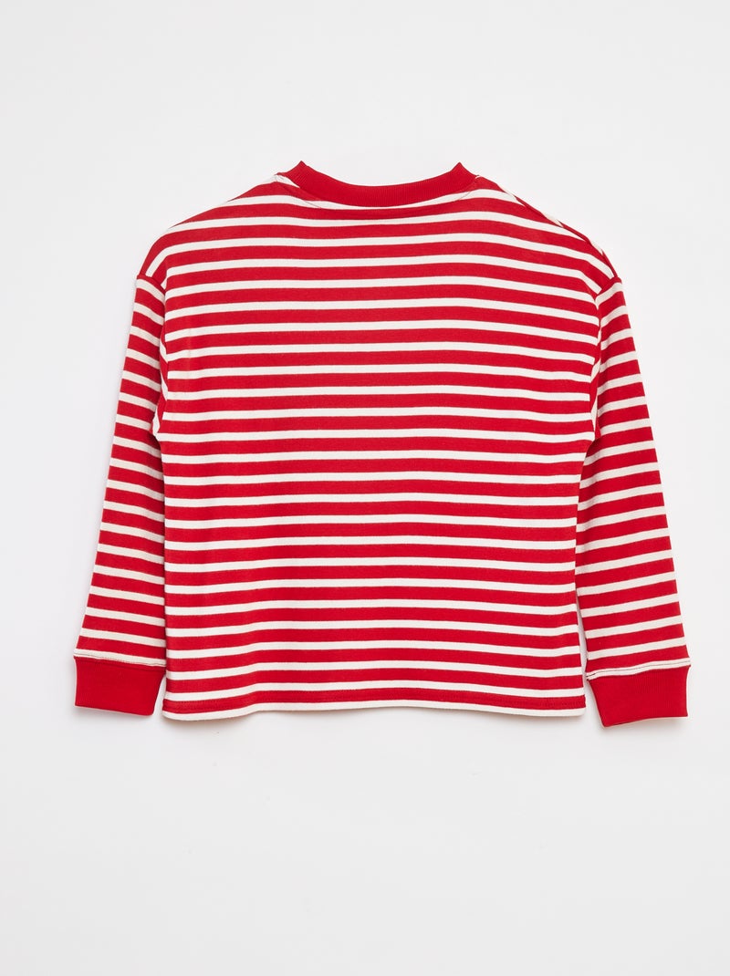 Camiseta de manga larga a rayas Rojo - Kiabi