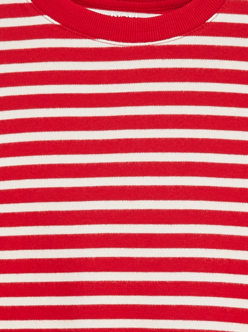 Camiseta de manga larga a rayas Rojo - Kiabi