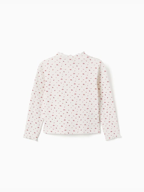 Camiseta de manga larga acanalada con estampado floral - Kiabi