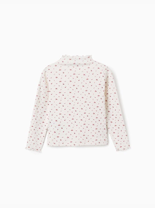 Camiseta de manga larga acanalada con estampado floral - Kiabi