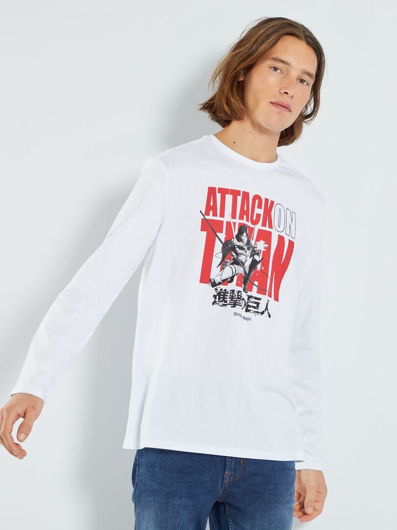 Camiseta de manga larga 'Ataque a los titanes' Blanco - Kiabi