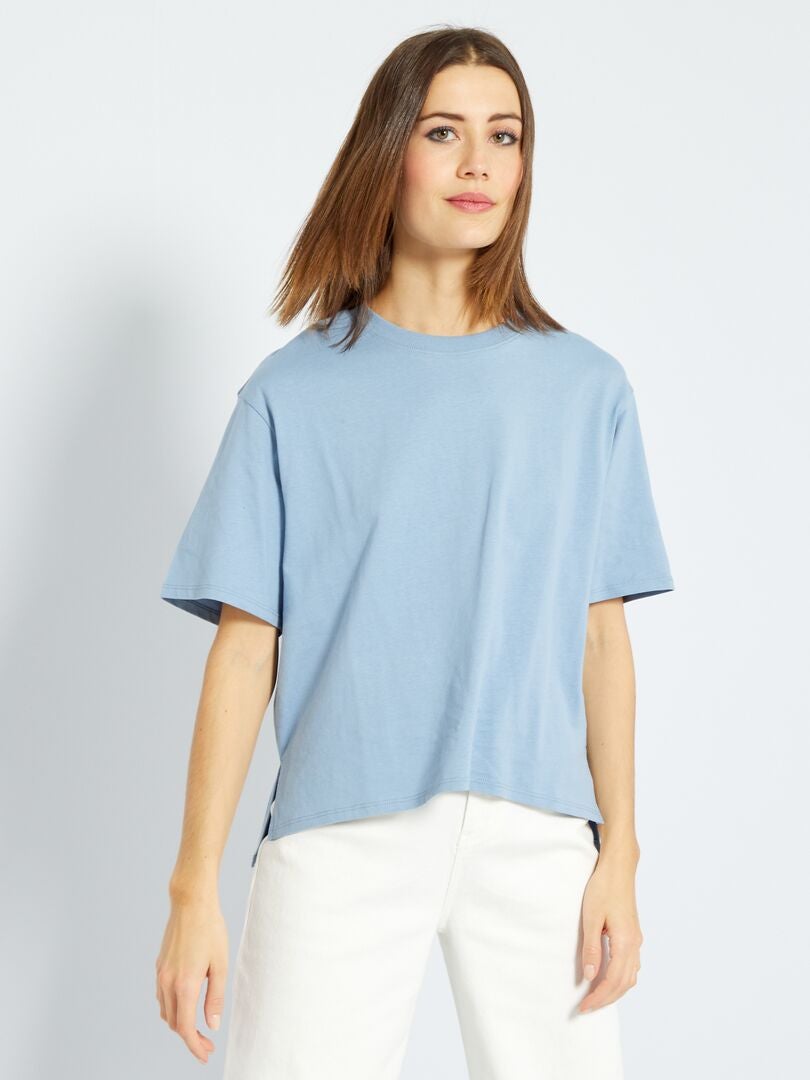 Camiseta de manga larga azul denim - Kiabi
