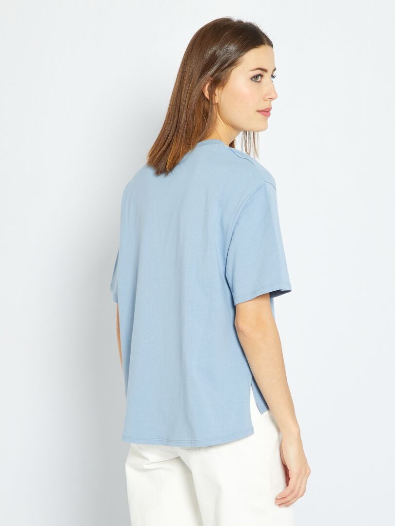 Camiseta de manga larga azul denim - Kiabi