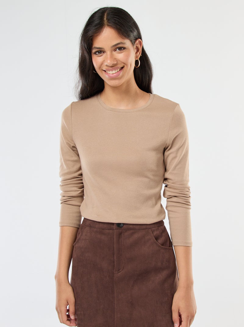 Camiseta de manga larga Beige - Kiabi