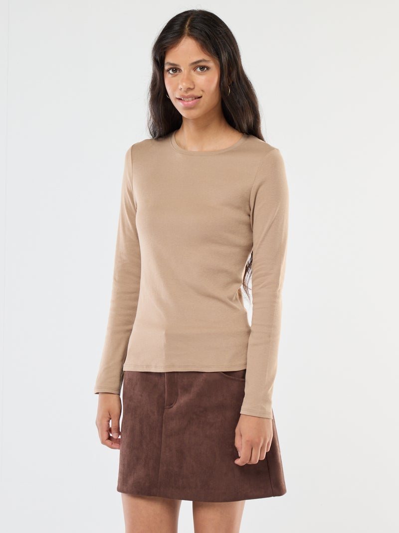 Camiseta de manga larga Beige - Kiabi