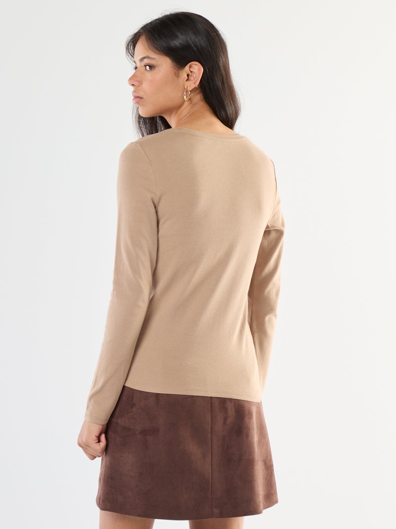 Camiseta de manga larga Beige - Kiabi