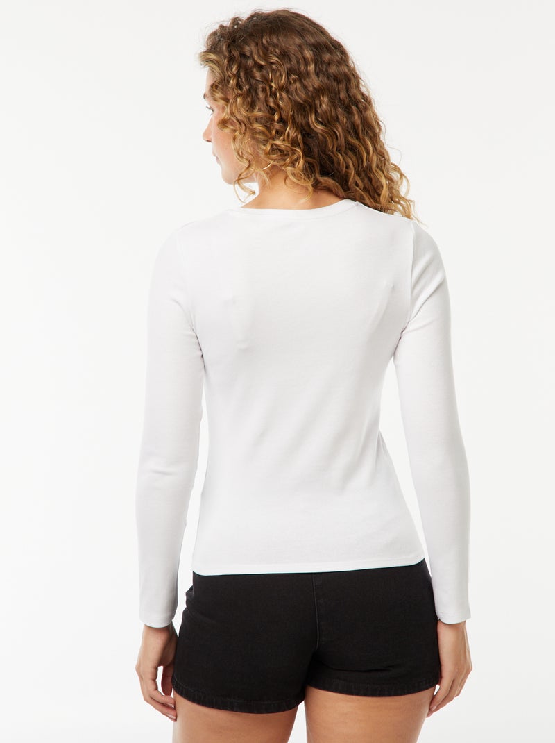 Camiseta de manga larga blanco - Kiabi
