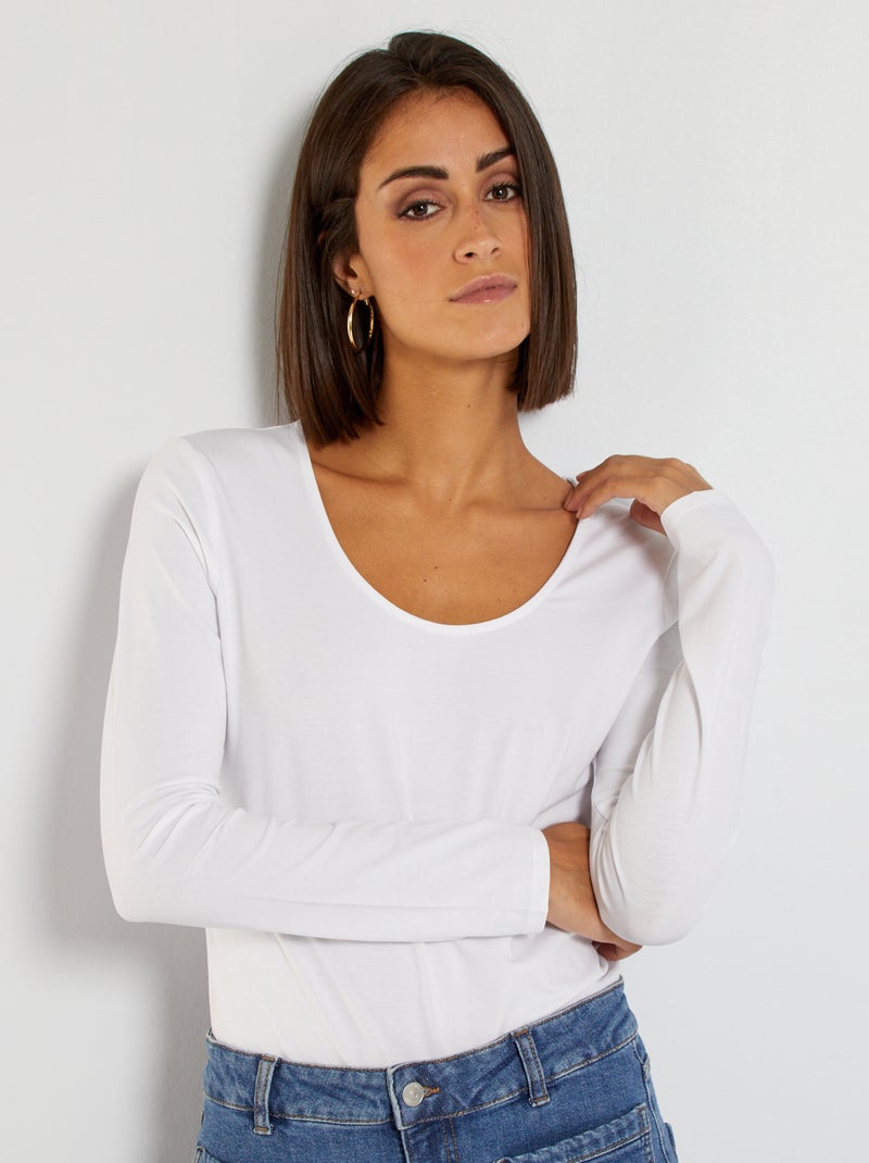 Camiseta de manga larga Blanco - Kiabi