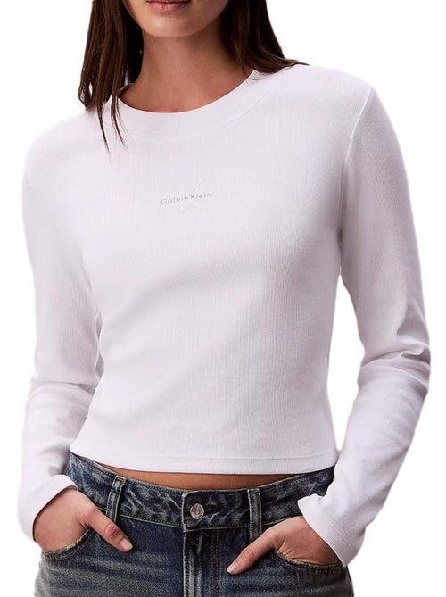 Camiseta de Manga Larga Calvin Klein Jeans para Mujer - Kiabi Camiseta de Manga Larga Calvin Klein Jeans para Mujer - Kiabi